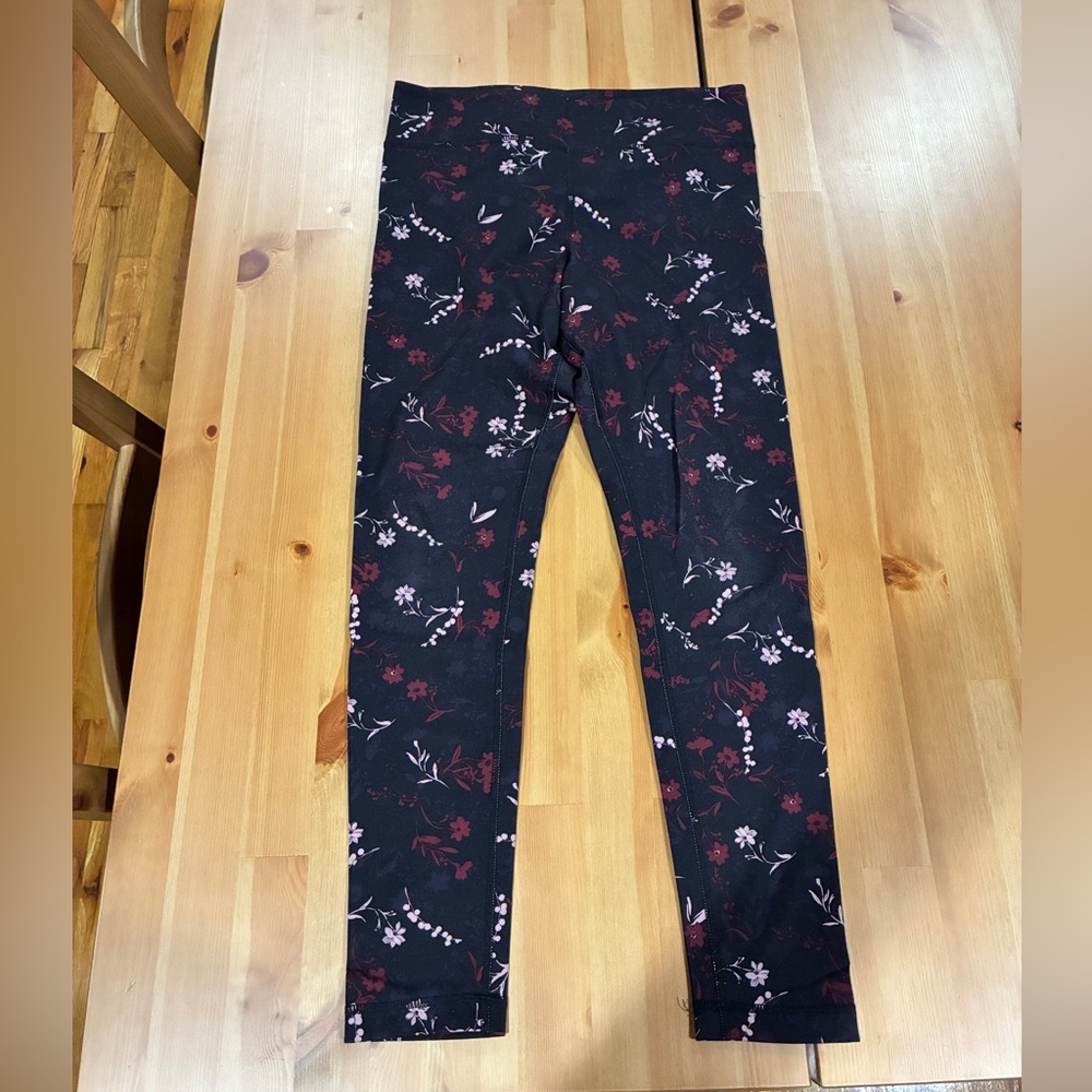 Lands' End Sport Black Floral Women Leggings